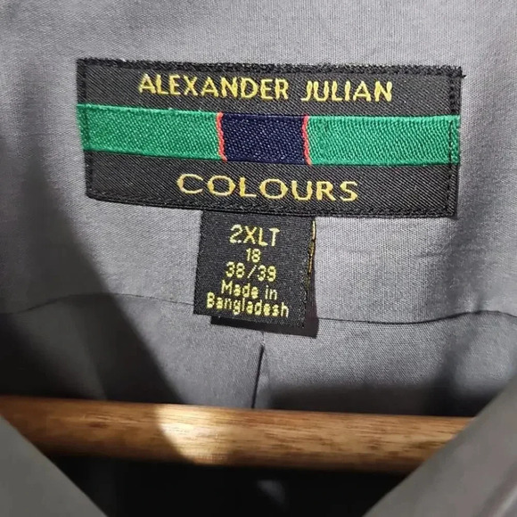 Alexander Julian Colours Button-Down Dress Shirt Gray Size 2XLT - Picture 3 of 5
